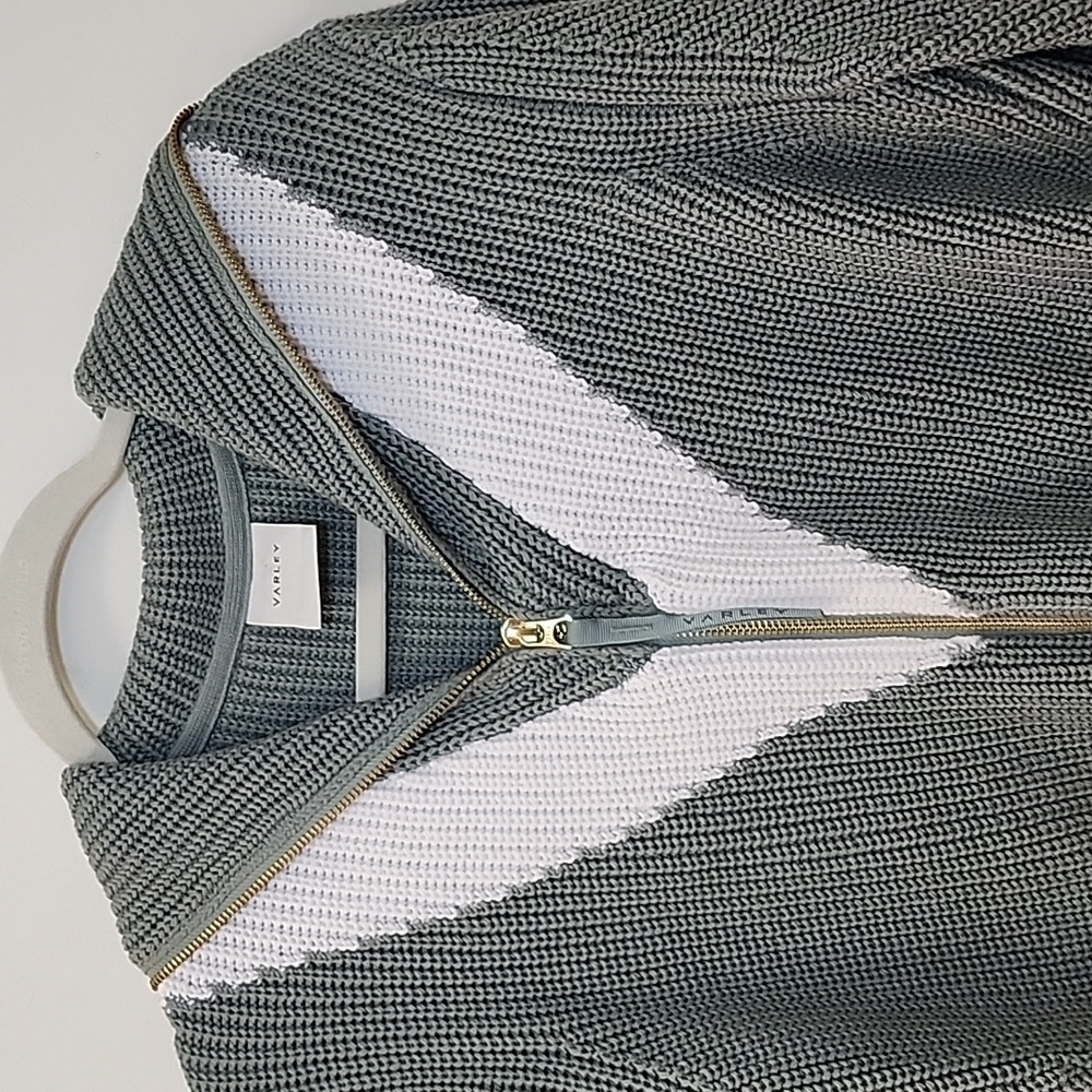 VARLY Ada Full Zip Through Knit Sweater oversize SZ XS - Picture 10 of 16